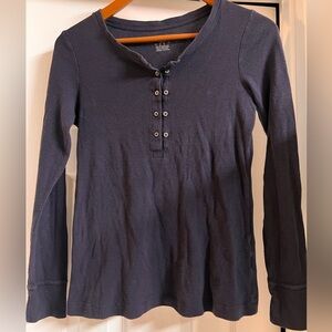 Lands' End Navy Long Sleeve Women's Henley